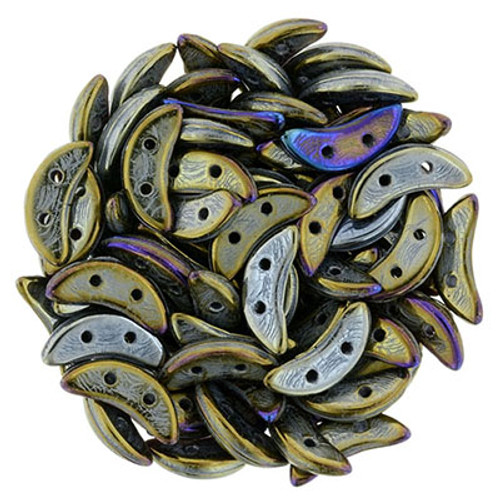 CzechMates 2-Hole Crescent - #21415 Brown Rainbow