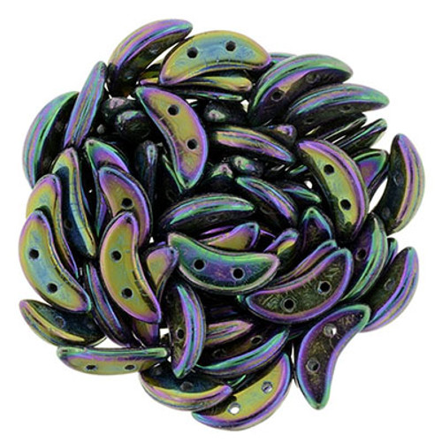 CzechMates 2-Hole Crescent - #21495 Purple Rainbow