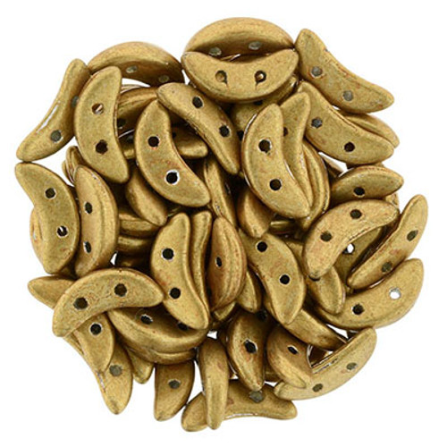 CzechMates 2-Hole Crescent - #77032 ColorTrends: Saturated Metallic Gold
