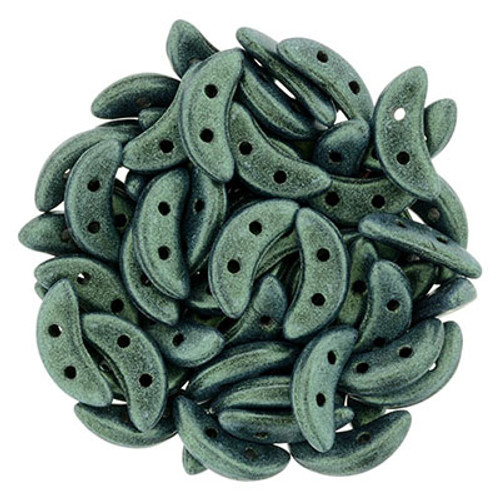 CzechMates 2-Hole Crescent - #79051 Metallic Suede Light Green