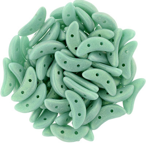 CzechMates 2-Hole Crescent - #S23C6313 Sueded Olive Turquoise