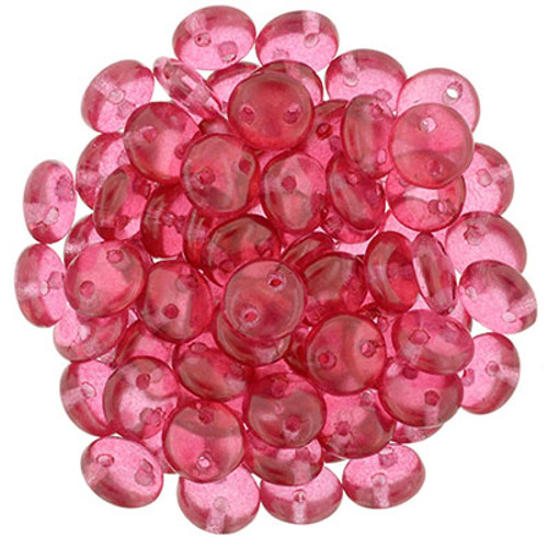 CzechMates 2-Hole Lentil - #S0031 ColorTrends: Razzmatazz Transparent