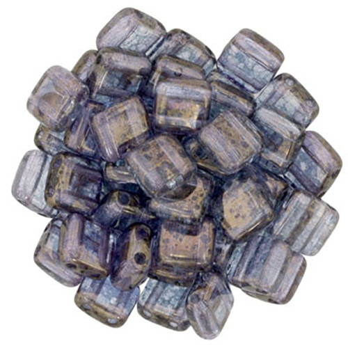 CzechMates 2-Hole Square Tile - #MD0003 Clear Moon Dust