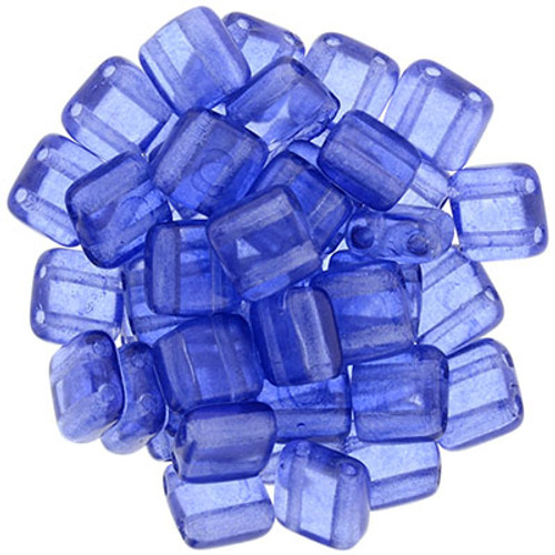 CzechMates 2-Hole Square Tile - #S0011 ColorTrends: Riverside Transparent