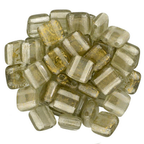 CzechMates 2-Hole Square Tile - #GM4001 Gold Marbled Black Diamond