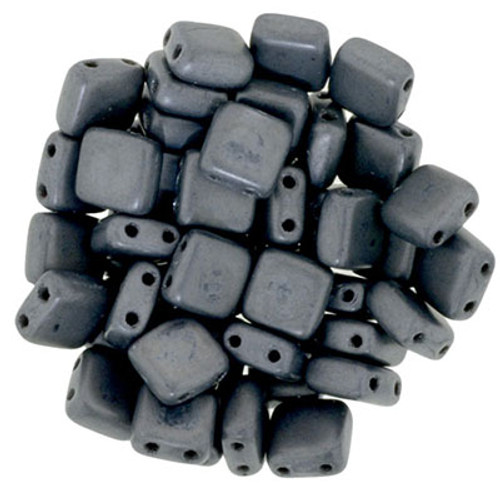 CzechMates 2-Hole Square Tile - #M14400 Hematite Matte