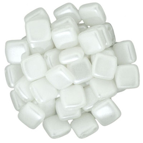 CzechMates 2-Hole Square Tile - #25001 Pearl Coat Snow