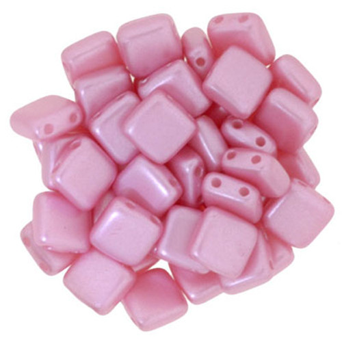 CzechMates 2-Hole Square Tile - #25008 Pearl Coat Flamingo