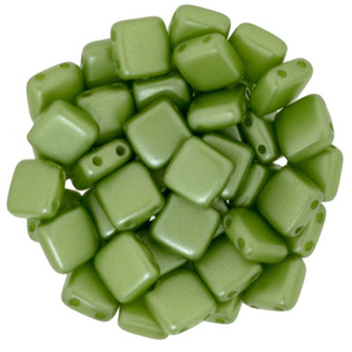 CzechMates 2-Hole Square Tile - #25034 Pearl Coat Olive