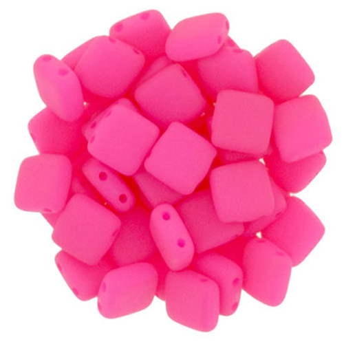 CzechMates 2-Hole Square Tile - #25123 Neon Pink