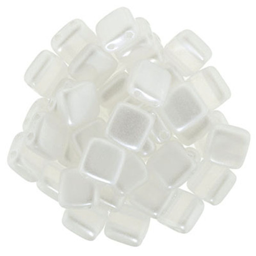 CzechMates 2-Hole Square Tile - #63025 Pearl Lights Snow