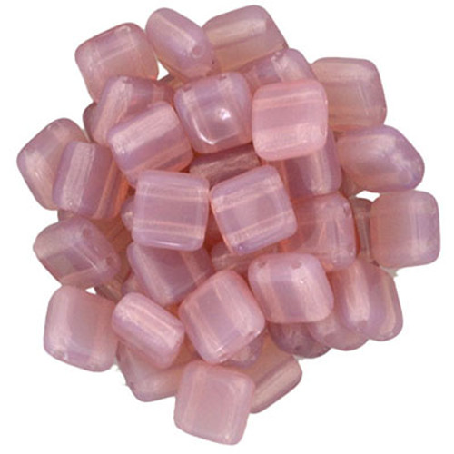 CzechMates 2-Hole Square Tile - #71010 Milky Pink