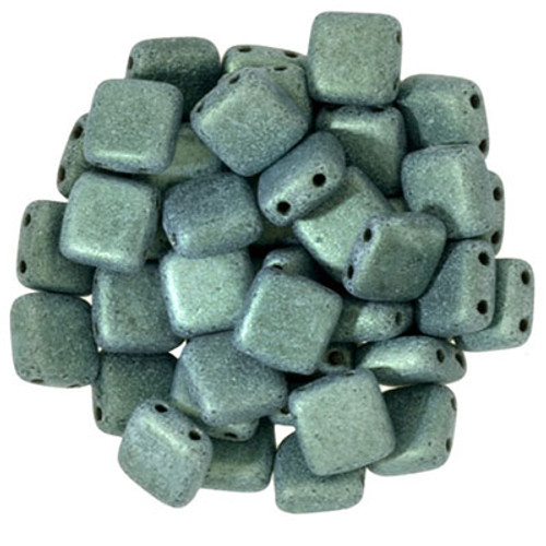 CzechMates 2-Hole Square Tile - #79051 Metallic Suede Light Green