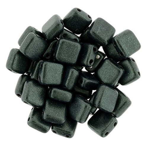 CzechMates 2-Hole Square Tile - #79052 Metallic Suede Dark Forest