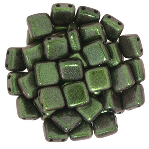 CzechMates 2-Hole Square Tile - #94103 Polychrome Olive Mauve