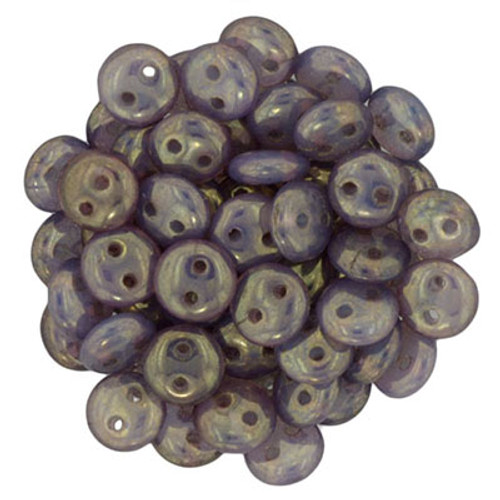 CzechMates 2-Hole Lentil - #LK61100 Milky Peridot Rosaline Luster