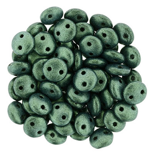 CzechMates 2-Hole Lentil - #79051 Metallic Suede Light Green