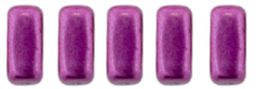 CzechMates 2-Hole Brick - #08A04 ColorTrends: Sueded Gold - Fuchsia Red