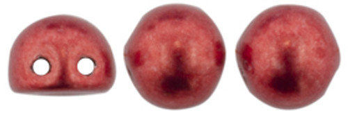 CzechMates 2-Hole Cabochon - #08A07 ColorTrends: Sueded Gold - Samba Red