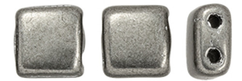 CzechMates 2-Hole Square Tile - #07B08 ColorTrends: Frost Grey Saturated Metallic