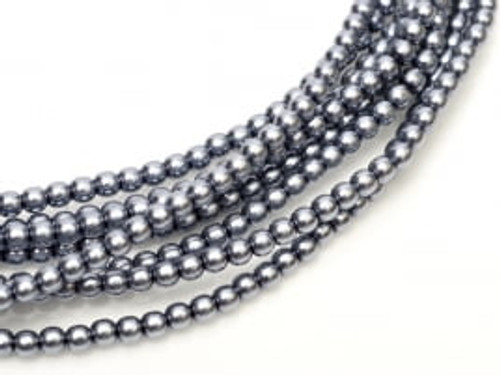 2mm Czech Glass Pearls - Grey