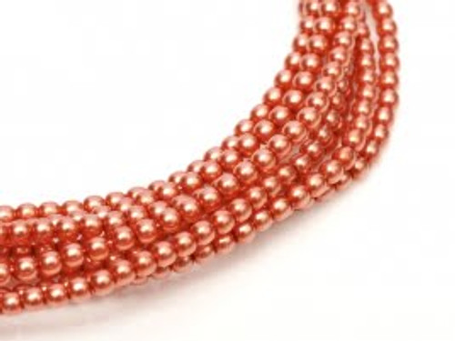 2mm Czech Glass Pearls - Salmon