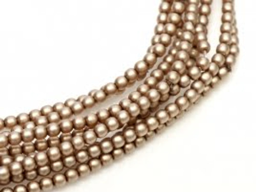 2mm Czech Glass Pearls - Taupe Satin