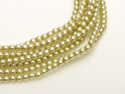 2mm Czech Glass Pearls - Green Straw