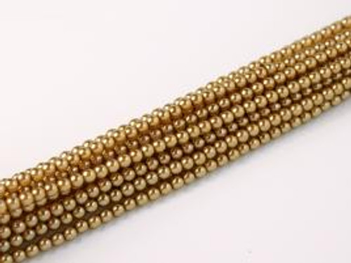 2mm Czech Glass Pearls - Crystal Beige