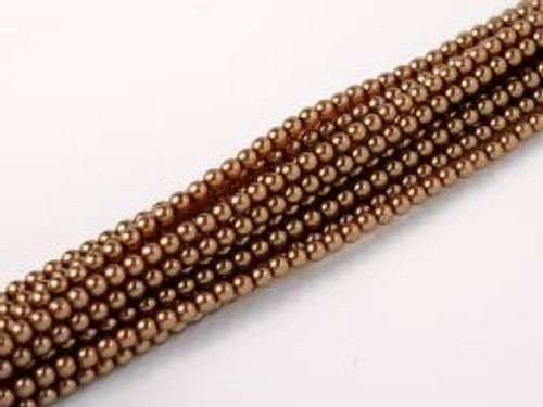 2mm Czech Glass Pearls - Crystal Brown