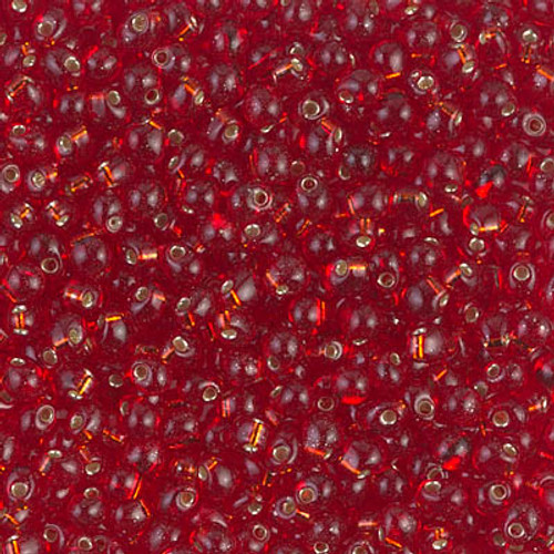 2.8mm Drop Bead - #11 Ruby Transparent Silver Lined