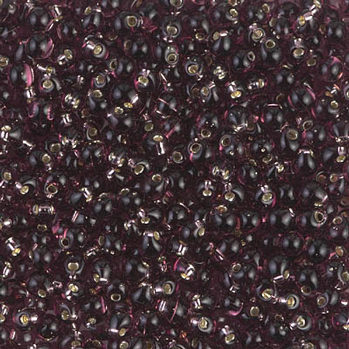 2.8mm Drop Bead - #13 Dark Smoky Amethyst Transparent Silver Lined