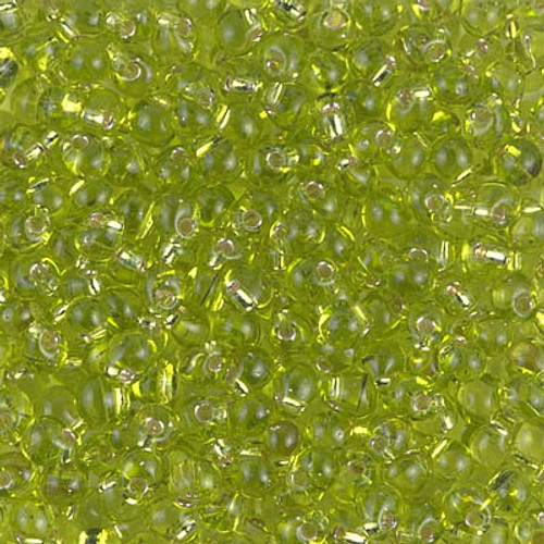 Drop Bead - #14 Lime Green Transparent Silver Lined
