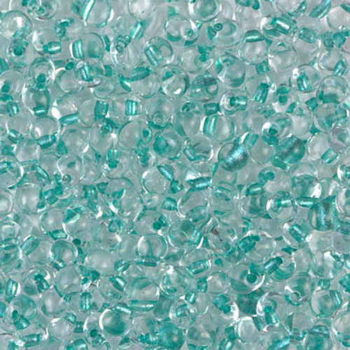 Drop Bead - #F38 Clear / Aqua Green Inside Color Lined Sparkle