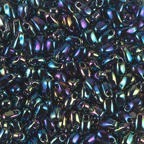 Long Drop Bead - #0455 Variegated Blue Metallic Rainbow