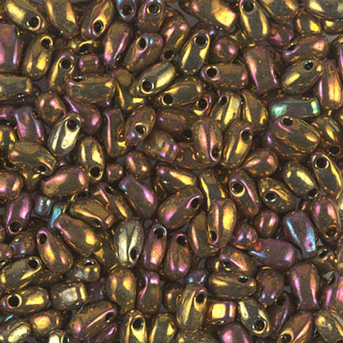 Long Drop Bead - #0462 Gold Metallic Rainbow