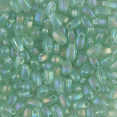 Long Drop Bead - #2134F Sea Glass Green Rainbow Matte