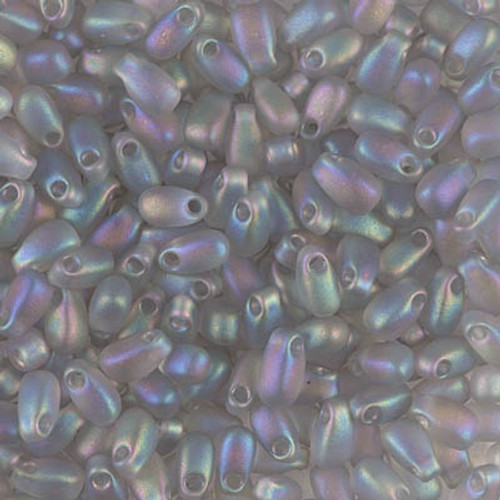 Long Drop Bead - #2136F Light Gray Transparent Rainbow Matte