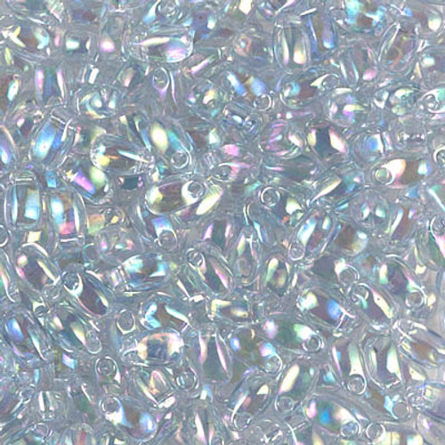 Long Drop Bead - #2443 Light Marine Blue Gold Transparent Luster