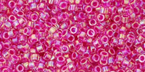 Toho Treasures 11/0 - #0785 Clear / Bright Raspberry Inside Color Lined Toho Treasures 11/0 - #0785 Clear / Bright Raspberry Inside Color Lined