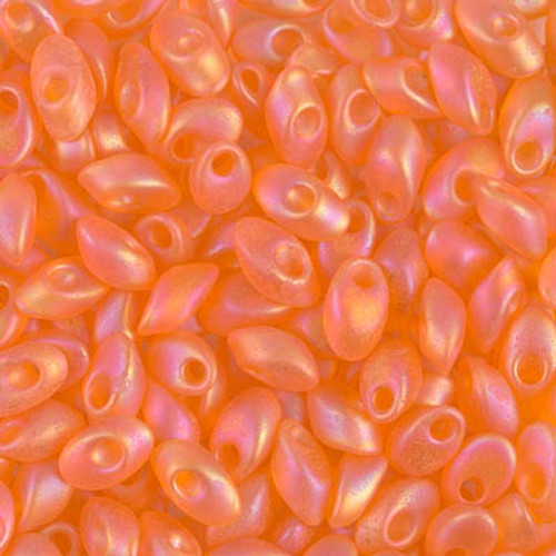 Long Magatamas - #138FR Orange Transparent Rainbow Matte