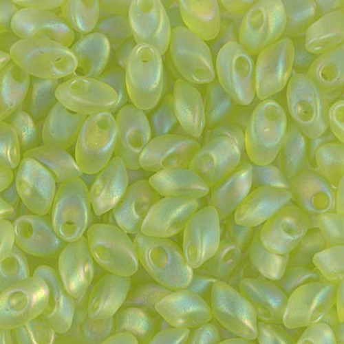 Long Magatamas - #143FR Chartreuse Transparent Rainbow Matte