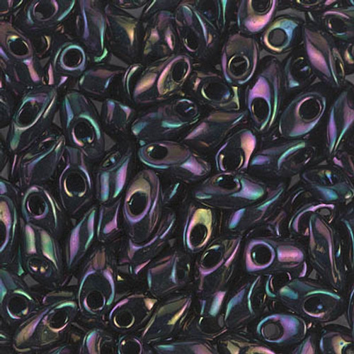 Long Magatamas - #454 Dark Plum Metallic Rainbow