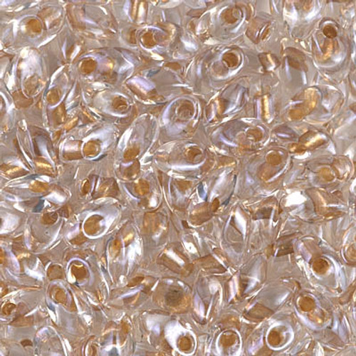 Long Magatamas - #1522 Honey Beige Inside Color Lined Sparkle