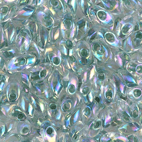 Long Magatamas - #267 Moss Green Inside Color Lined Rainbow (was #2148)