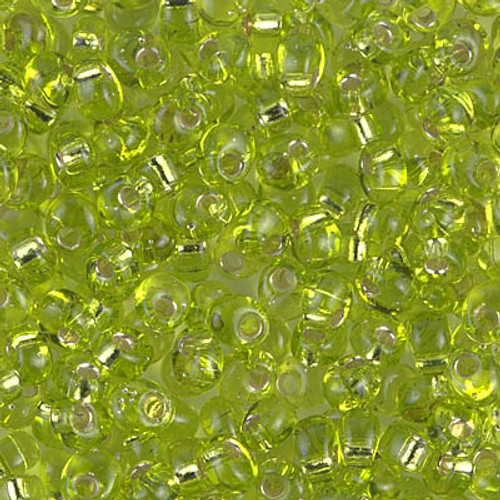 4mm Magatama - Chartreuse Transparent Silver Lined