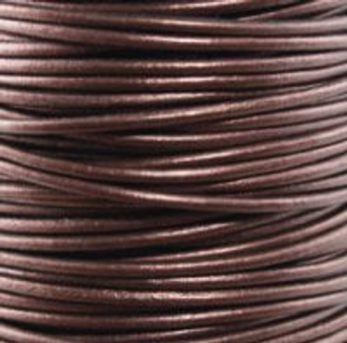 Round Leather Cord, 2.0mm: Metallic Maroon