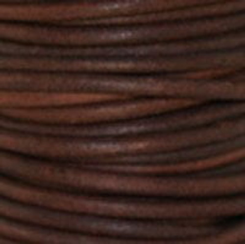 Round Leather Cord, 2.0mm: Natural Red Brown