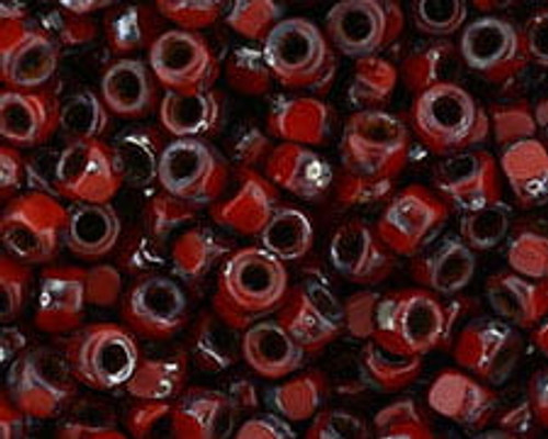 Matubo 6/0 3-Cut - Red Opaque Silver Picasso