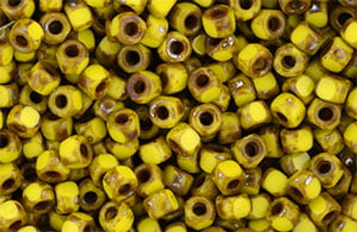 Matubo 6/0 3-Cut - Yellow Opaque Silver Picasso